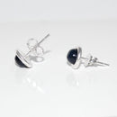 Genuine Blue Star Sapphire Sterling Silver Stud Earrings / Bezel