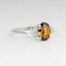Genuine Golden Citrine and Sapphire Accents Ring 925 Sterling SIlver / Oval-Shaped