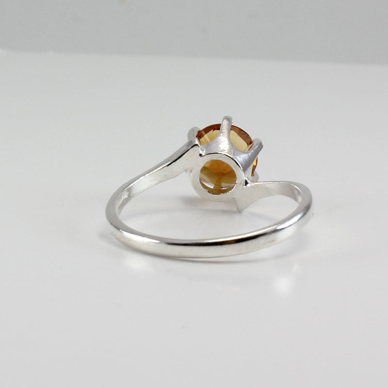 Genuine Golden Citrine Ring 925 Sterling SIlver / Bypass-Style