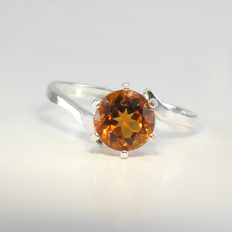 Genuine Golden Citrine Ring 925 Sterling SIlver / Bypass-Style