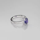 Color-Changing Alexandrite Ring 925 Sterling Silver / White Sapphire Accents