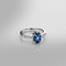 Cornflower Blue Star Sapphire and Topaz Accents Ring 925 Sterling Silver / Bypass-Style