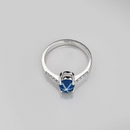 Cornflower Blue Star Sapphire and Topaz Accents Ring 925 Sterling Silver / Bypass-Style