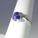 Cornflower Blue Star Sapphire Ring 925 Sterling Silver / Bypass-Style