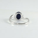 Cornflower Blue Star Sapphire Ring 925 Sterling Silver / Bypass-Style