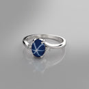 Cornflower Blue Star Sapphire Ring 925 Sterling Silver / Oval-Cut