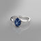 Cornflower Blue Star Sapphire Ring 925 Sterling Silver / Oval-Cut