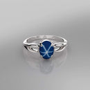 Cornflower Blue Star Sapphire Ring 925 Sterling Silver / Split Shank