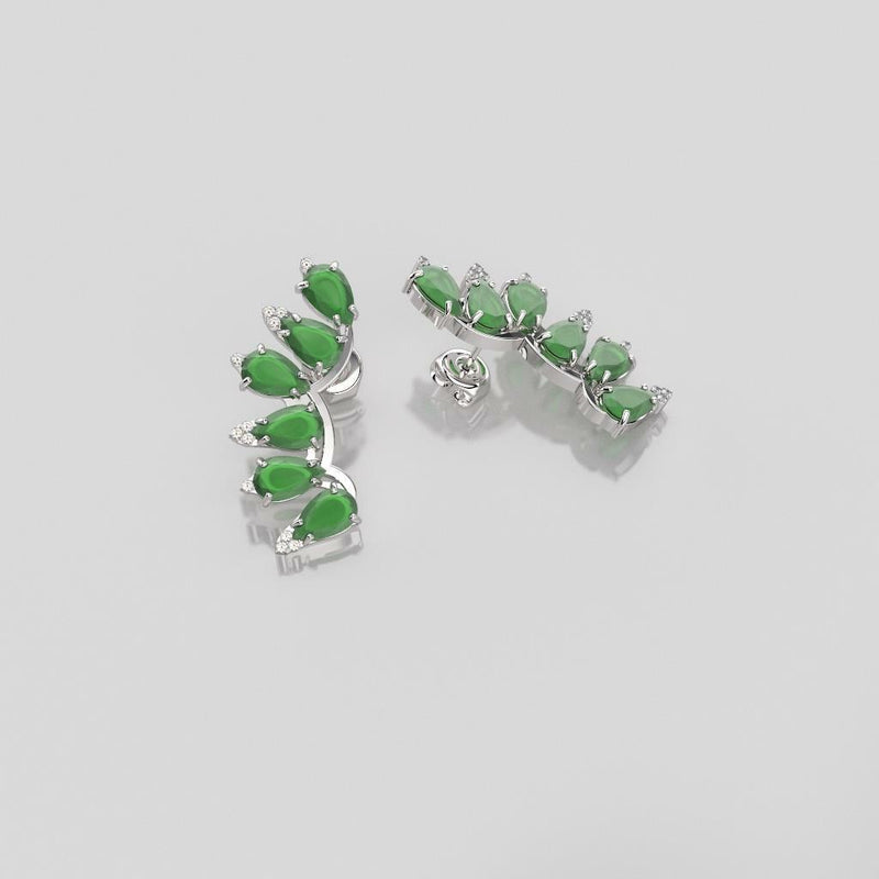 Emerald and Diamond Accents 14K White Gold-Filled Stud Earrings