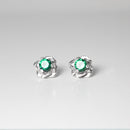 Emerald Stud Earrings 925 Sterling Silver / Flower-Style