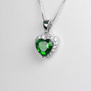 Emerald Necklace 925 Sterling Silver / Heart-Shaped Halo