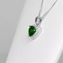 Emerald Necklace 925 Sterling Silver / Heart-Shaped Halo