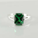 Emerald Ring Sterling Silver / Emerald-Shaped