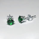 Emerald Stud Earrings 925 Sterling Silver / Round-Shaped