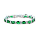 Emerald bracelet white gold plated tennis style