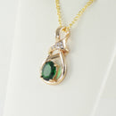 Emerald Necklace 14K Yellow Gold-Filled / Halo-Style