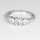 White CZ 925 Sterling Silver Engagement Ring Set / Round-Shaped