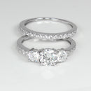 White CZ 925 Sterling Silver Engagement Ring Set / Round-Shaped