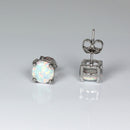 Rainbow Fire Opal Studs Sterling Silver Earrings / Round-Shaped