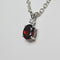 Natural Garnet Necklace 925 Sterling Silver / Genuine Sapphire Accent / Oval-Shaped