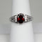 Natural Garnet Ring Sterling Silver with White Diamond Accents / Oval-Shaped