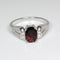 Natural Garnet Ring Sterling Silver with White Diamond Accents / Oval-Shaped