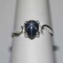 Genuine Blue Star Sapphire Ring Sterling Silver 925 / Pear-Shaped