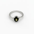 Genuine Black Star Sapphire Ring 925 Sterling Silver / 2.1 Ct.