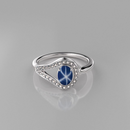 Genuine Blue Star Sapphire Ring Sterling Silver / White Topaz Accents Bypass-Style
