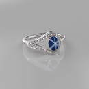 Genuine Blue Star Sapphire Ring Sterling Silver / White Topaz Accents Bypass-Style