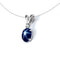 Genuine Blue Star Sapphire Necklace 925 Sterling Silver / Oval-Shaped