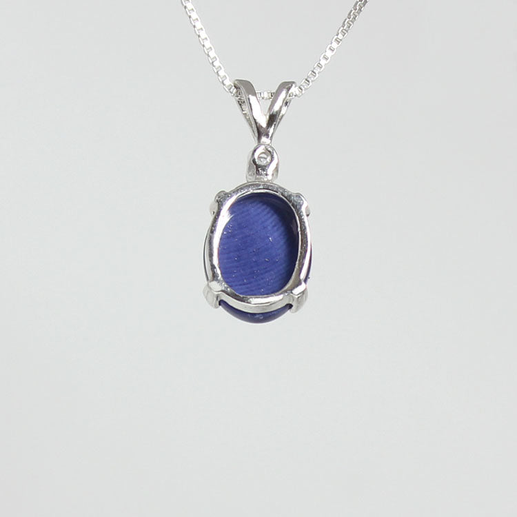 3-Carat Cornflower Blue Star Sapphire Necklace 925 Sterling Silver / Oval-Shaped Pendant