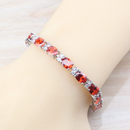 Mexican Fire Opal Tennis Bracelet 14K White Gold-Filled with Diamond Accents