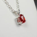 Mexican Fire Opal Necklace 925 Sterling Silver / Oval-Shaped