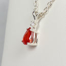 Mexican Fire Opal Necklace 925 Sterling Silver Pear-Shaped