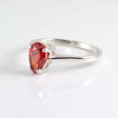 Mexican Fire Opal Ring 925 Sterling Silver / Pear-Cut