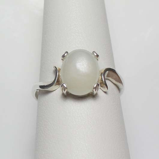 Natural Moonstone Ring 925 Sterling Silver / Swirl-Style