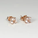 Natural Morganite Stud Earrings 14K Solid Rose Gold / 1.3 Ct