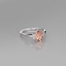 Natural Morganite Ring 925 Sterling Silver / Bypass-Style