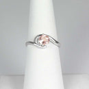 Natural Morganite Ring 925 Sterling Silver / Crescent-Style