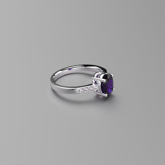Natural African Amethyst Ring 925 Sterling Silver / 2.2 Ct