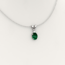Natural Malachite Necklace / Pendant 925 Sterling Silver with White Diamond Accent