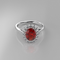 Natural Mexican Fire Opal and Genuine Topaz Ring 925 Sterling Silver / Halo-Style