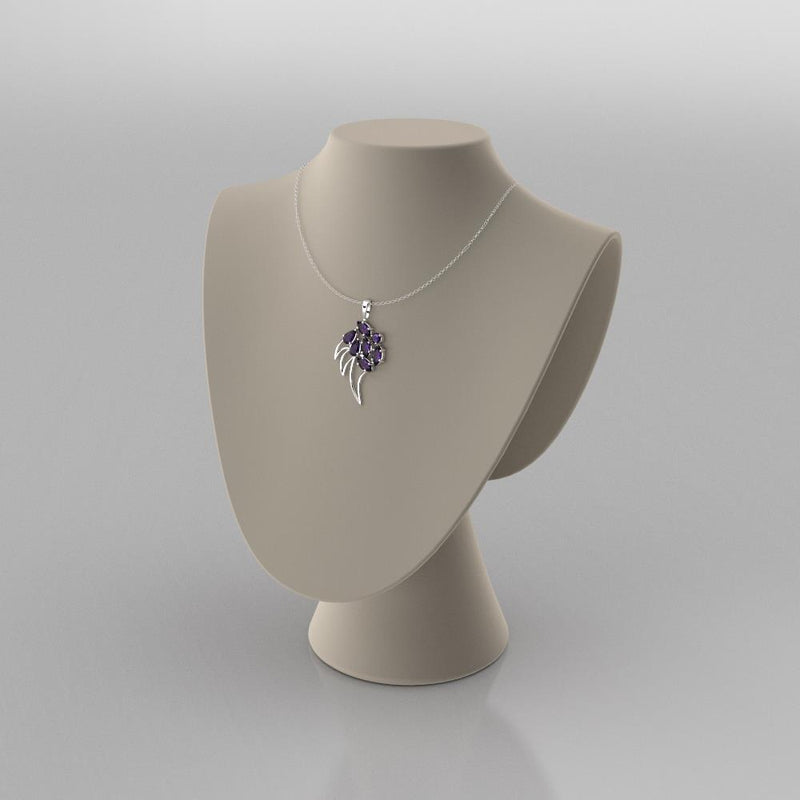 Natural African Amethyst Necklace 925 Sterling Silver / Claw-Shaped Pendant