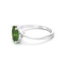 Natural Peridot Ring 925 Sterling Silver / Genuine Sapphire Accents / Oval-Shaped