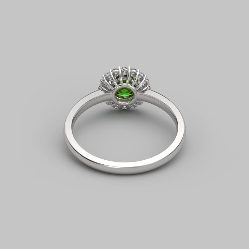 Natural Peridot Ring 925 Sterling Silver / White Topaz Accents