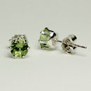 Natural Peridot Stud Earrings 925 Sterling Silver / Round-Shaped