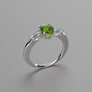 Natural Peridot Ring 925 Sterling Silver / Oval-Shaped Accented