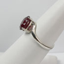 Genuine Blood Ruby Ring 925 Sterling Silver / Bypass-Style