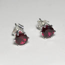 Ruby Stud Earrings 925 Sterling Silver / Round-Shaped